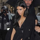  Bride Kim Kardashian Shows Cleavage Slinky Black Dress Thigh High Split Paris