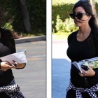 Pregnant Kourtney Kardashian in tight black mini dress