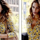  Kelly Brook Looking Great in Yellow Floral Blouse