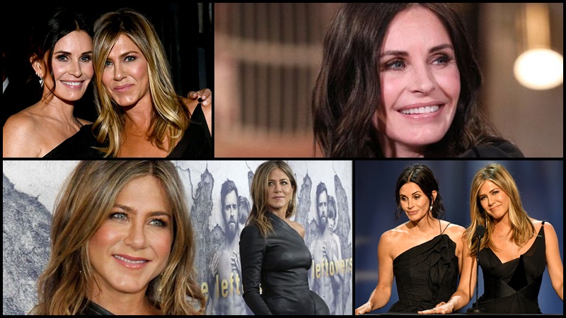  Jennifer Aniston and Courteney Cox cuddle up in candid video