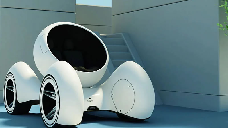  360-Degree Maneuverable and Self-Driving Apple Car Concept