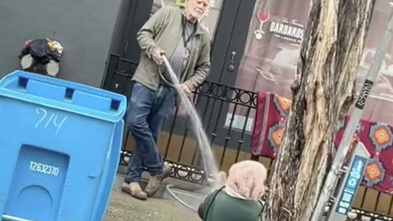  Video of a San Francisco man spraying an unhoused woman with a hose caused outrage