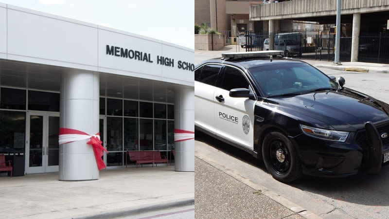 Memorial High School and Police Car